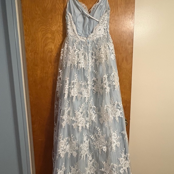 TLC Light Blue Lace Prom Dress - Picture 4 of 4